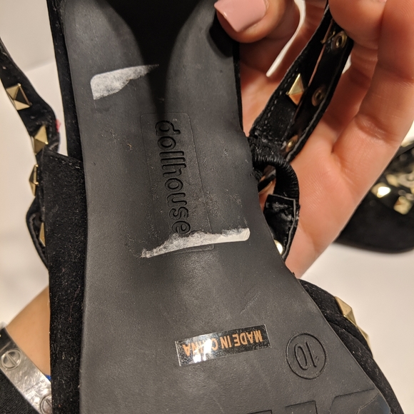 Black studded t-strap pointed heels size 10 - Picture 8 of 8